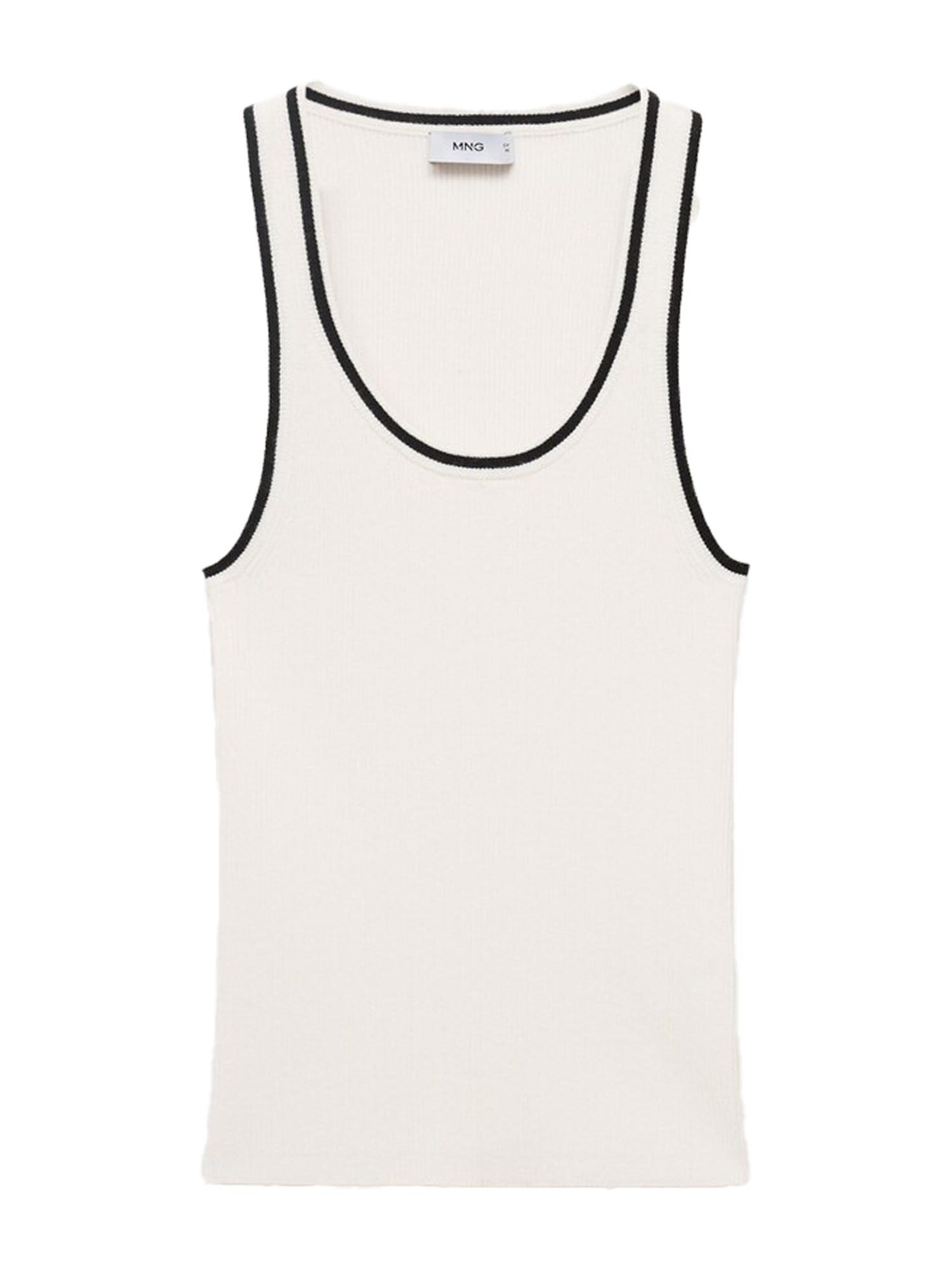 Top brodat 'SHADOWIN' de la MANGO pe bej: față