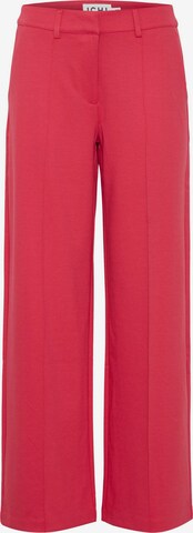 Pantaloni con piega frontale 'KATE' di ICHI in rosso: frontale