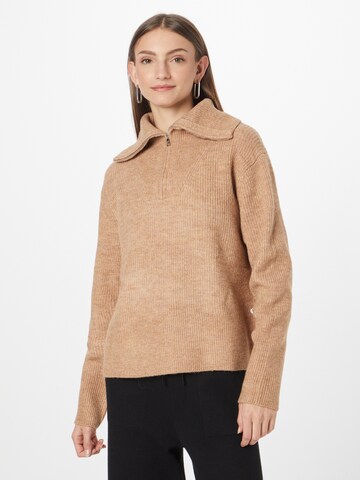 TOM TAILOR DENIM Sweater in Brown: front