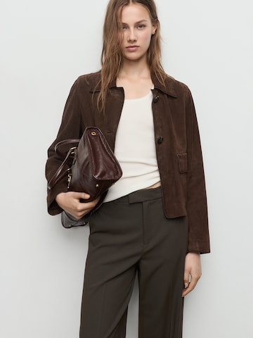 MANGO Wide leg Trousers with creases 'PAU' in Green