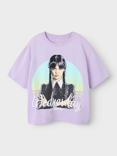 Tricou 'Dyp Wednesday' NAME IT pe albastru deschis / mov orhidee / negru / alb, Vizualizare produs