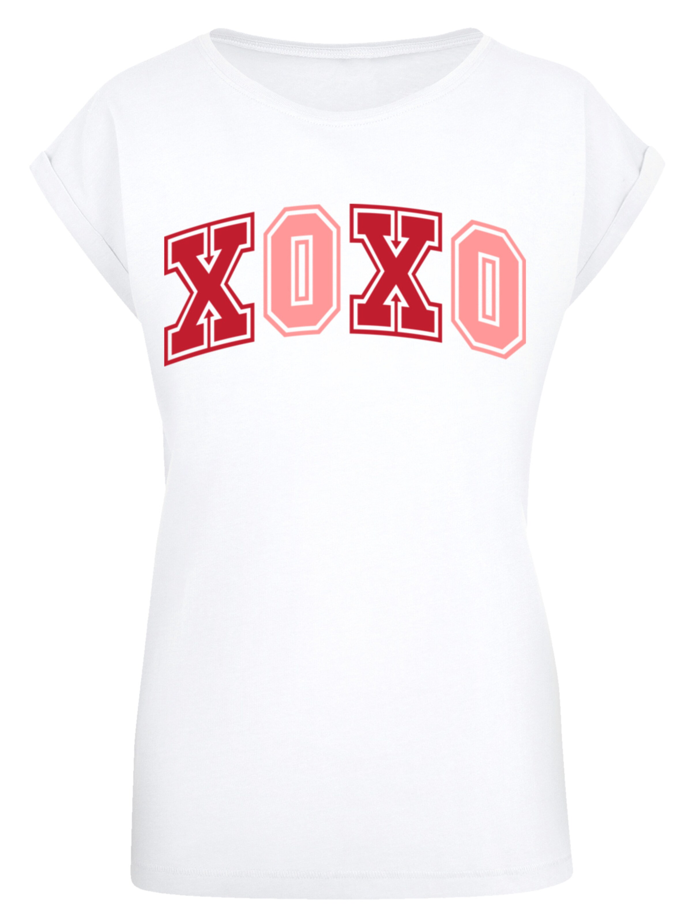F4NT4STIC Shirt 'Xoxo Varsity College Style Valentinstag' in White: front