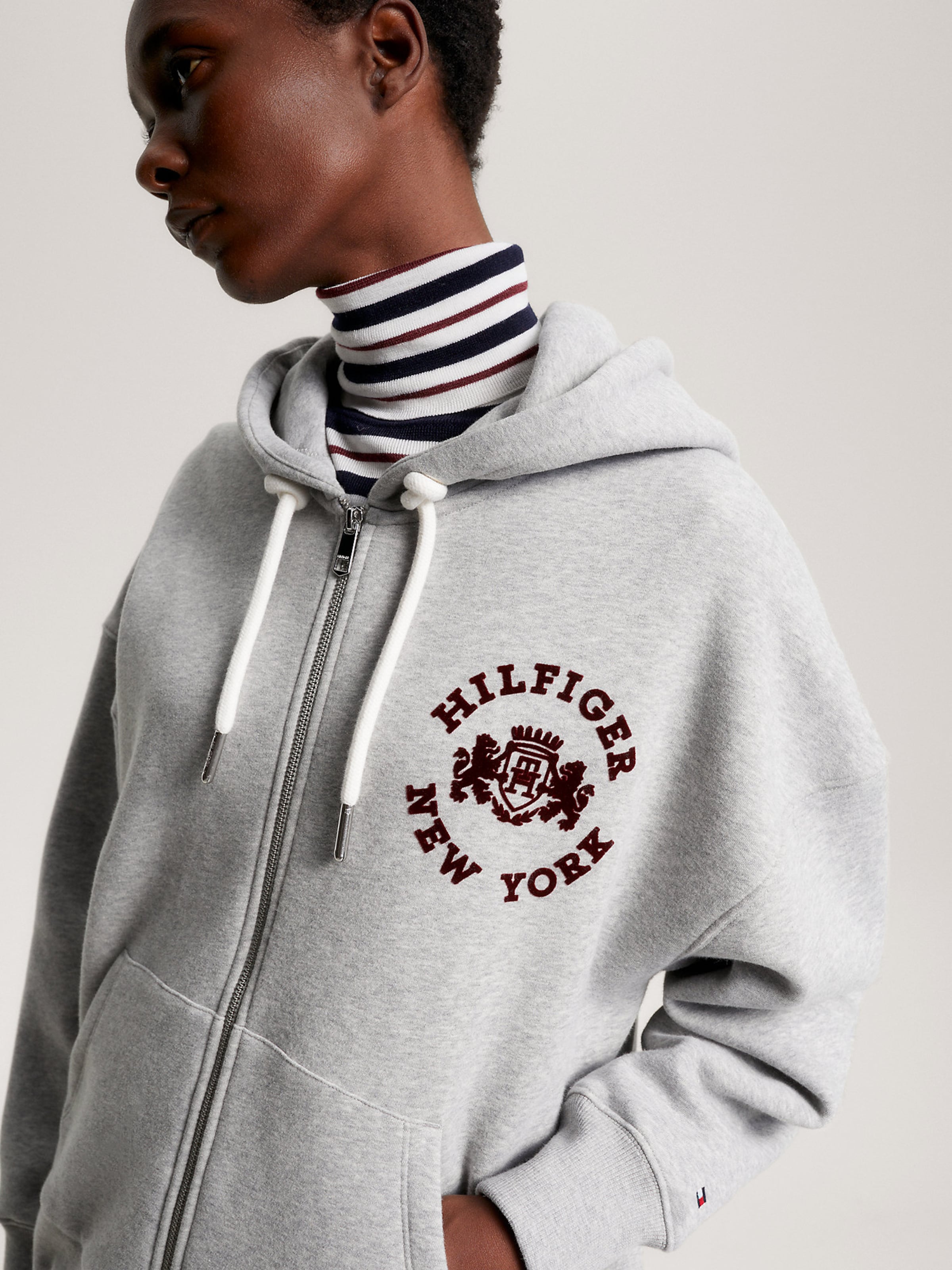 Tommy hilfiger grey sale zip up hoodie