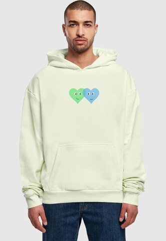 Merchcode Sweatshirt 'Hugs & Love - Two Hearts' in Grün: Vorderseite