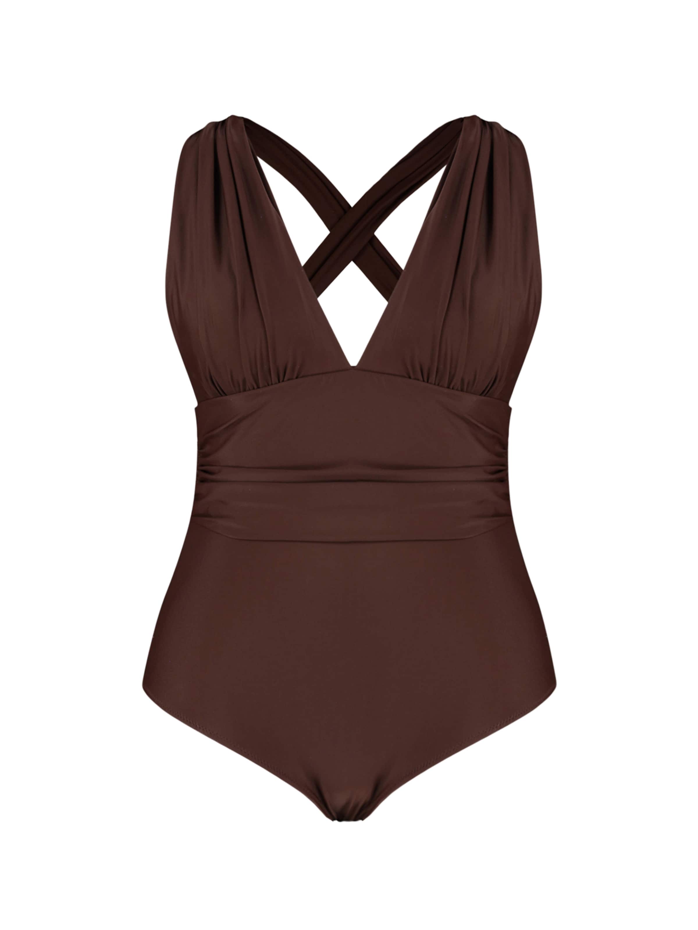 Bustier Maillot de bain Trendyol Curve en marron : devant