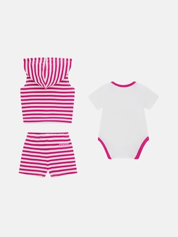 Set 'GUESS KIDS SET HOODED VEST + SS BODY + SHORTS Completi' GUESS KIDS en rose