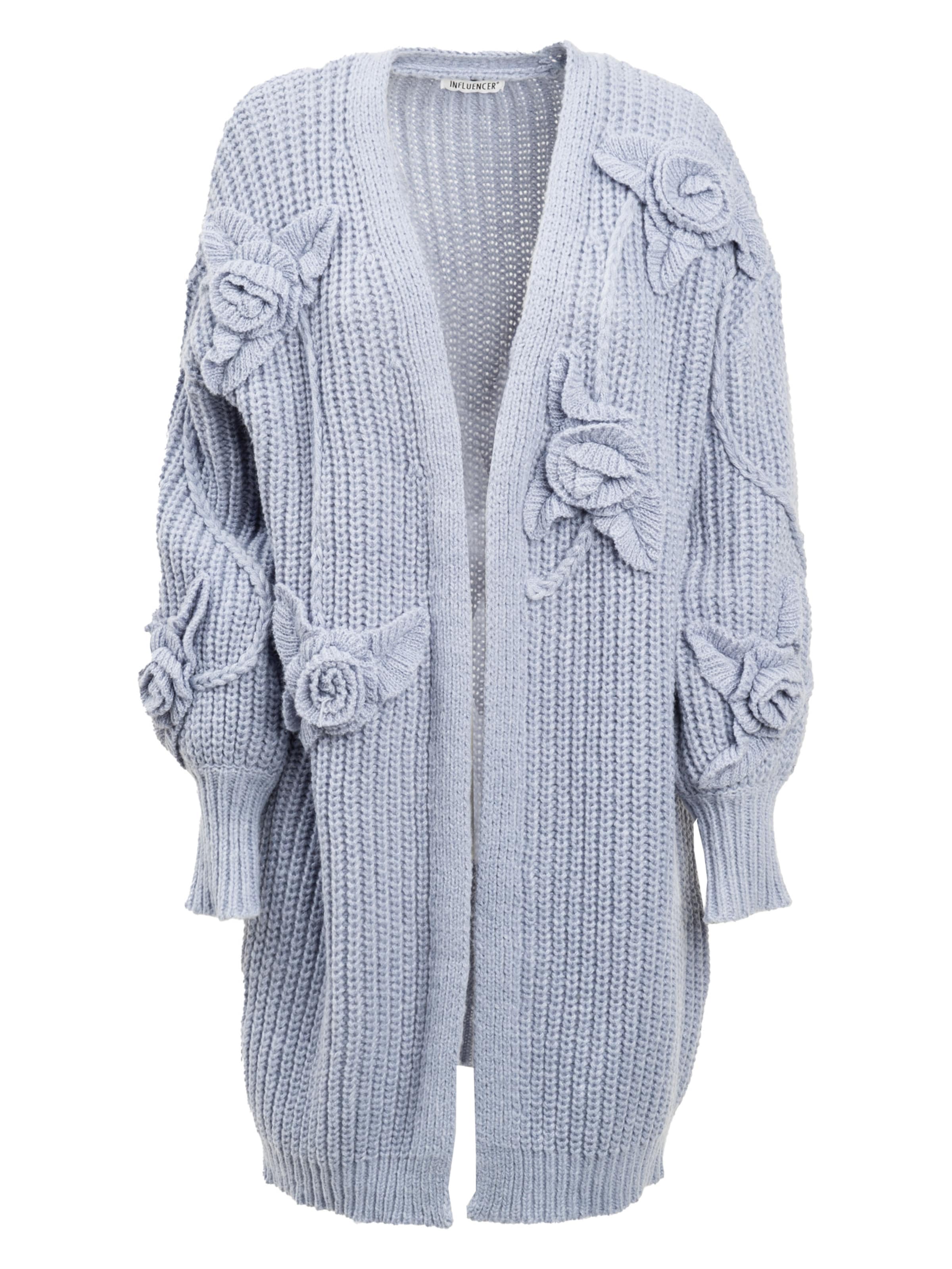 Influencer Strickjacke in Blau: Vorderseite