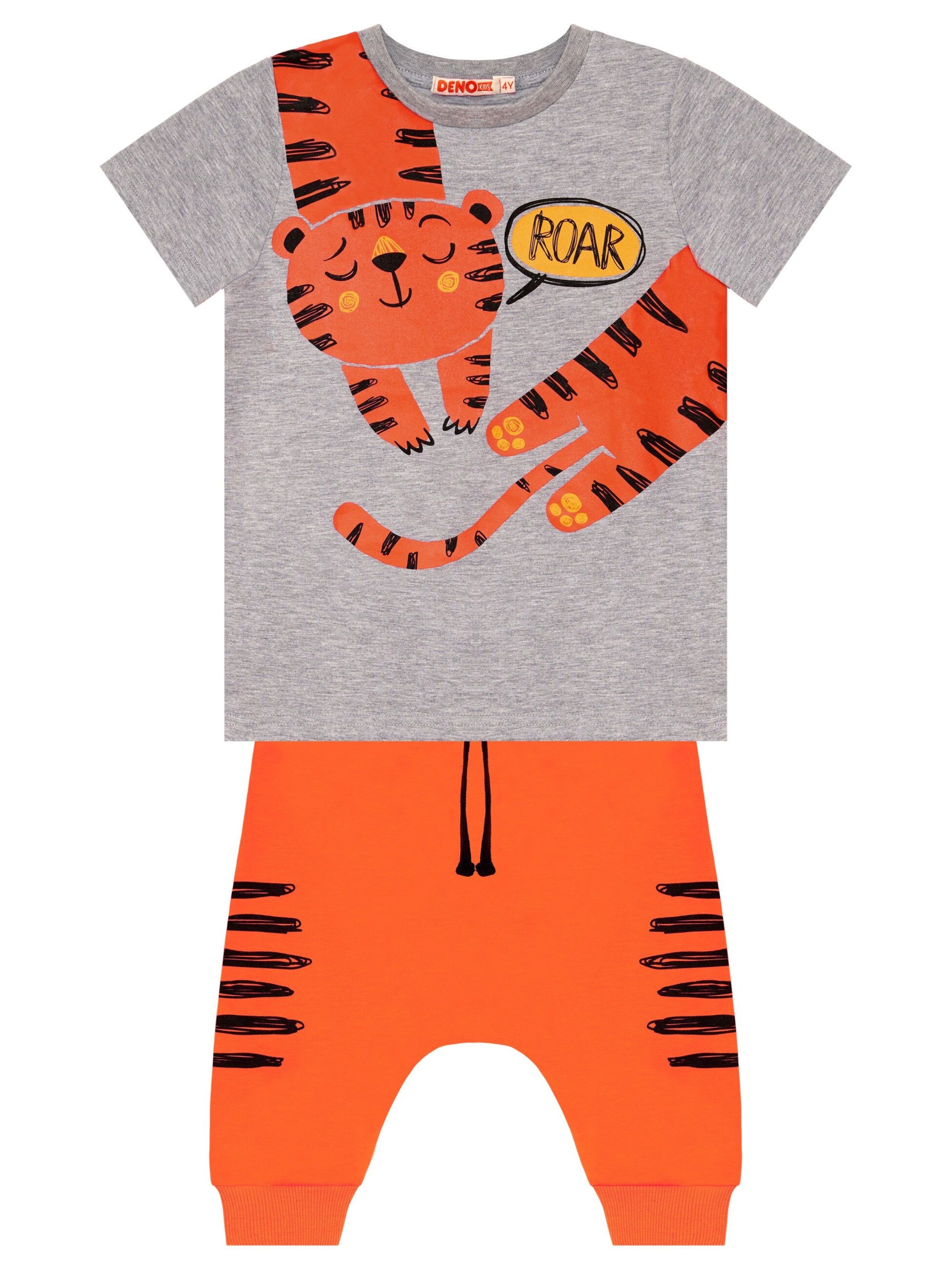 Set 'Orange Tiger' Denokids en gris : devant