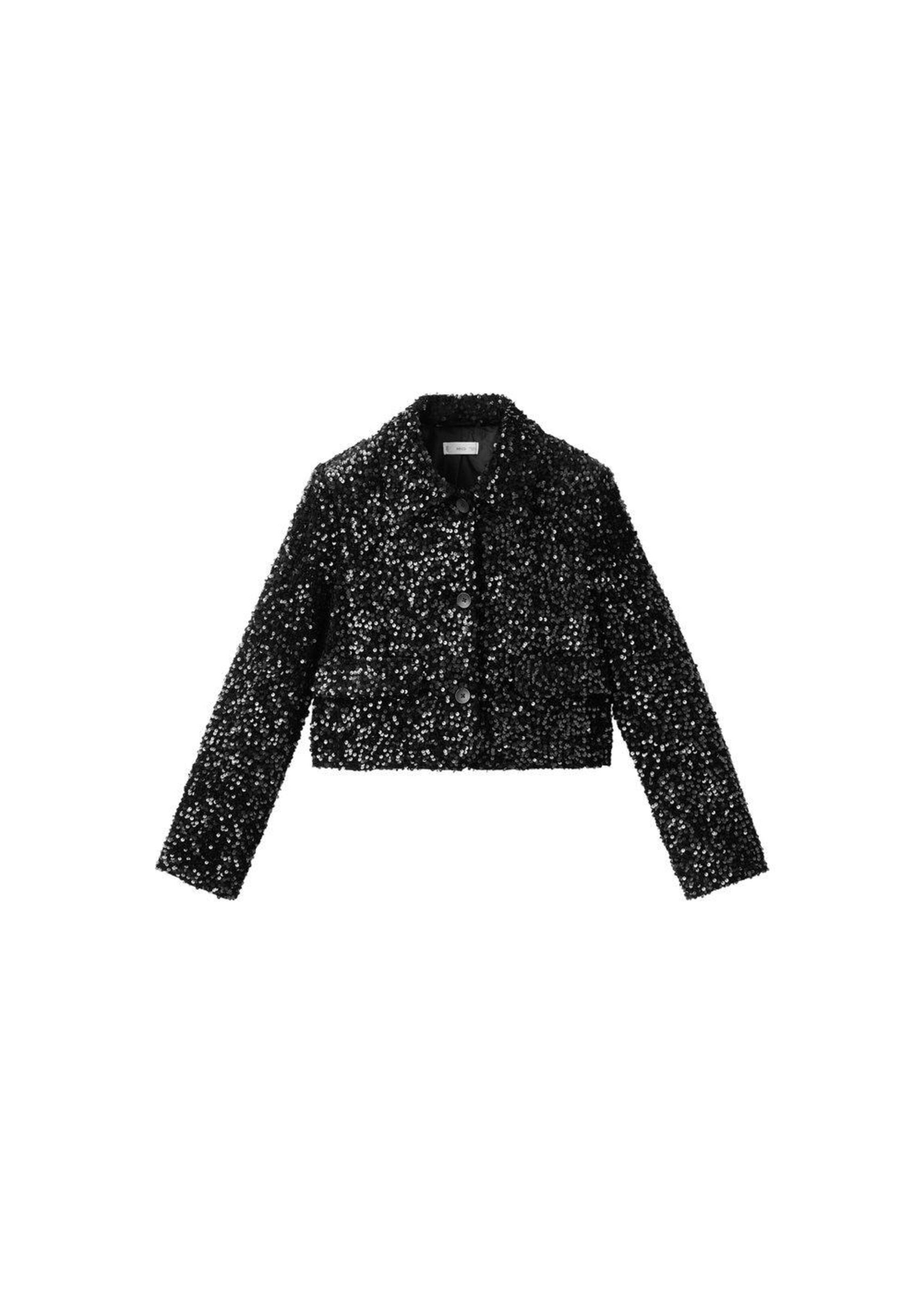 MANGO TEEN Between-Season Jacket 'Sequinsb' in Black: front
