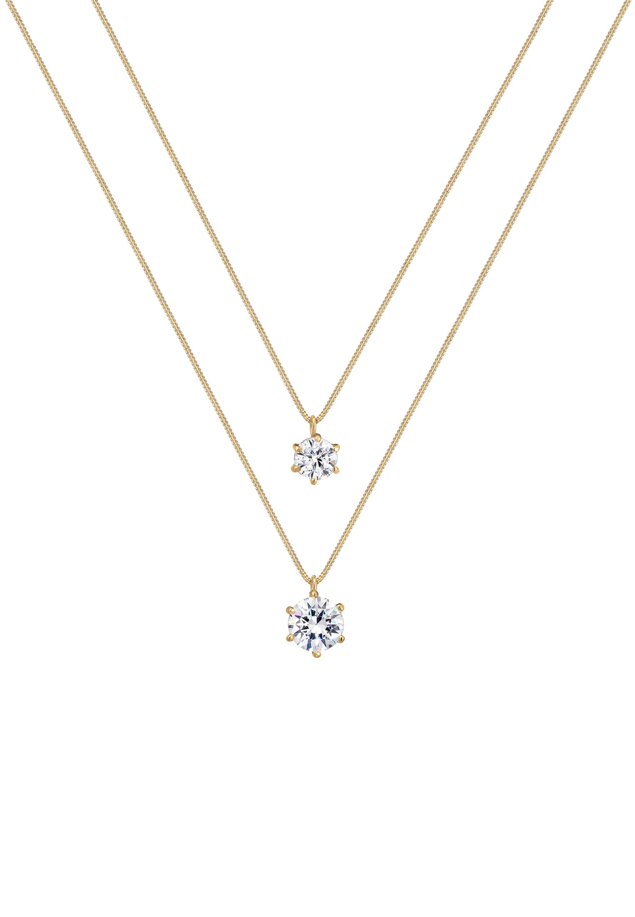 ELLI Kette 'Kristall' in Gold: Vorderseite