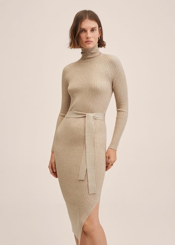 MANGO Gebreide jurk 'Goleta' in Beige: voorkant