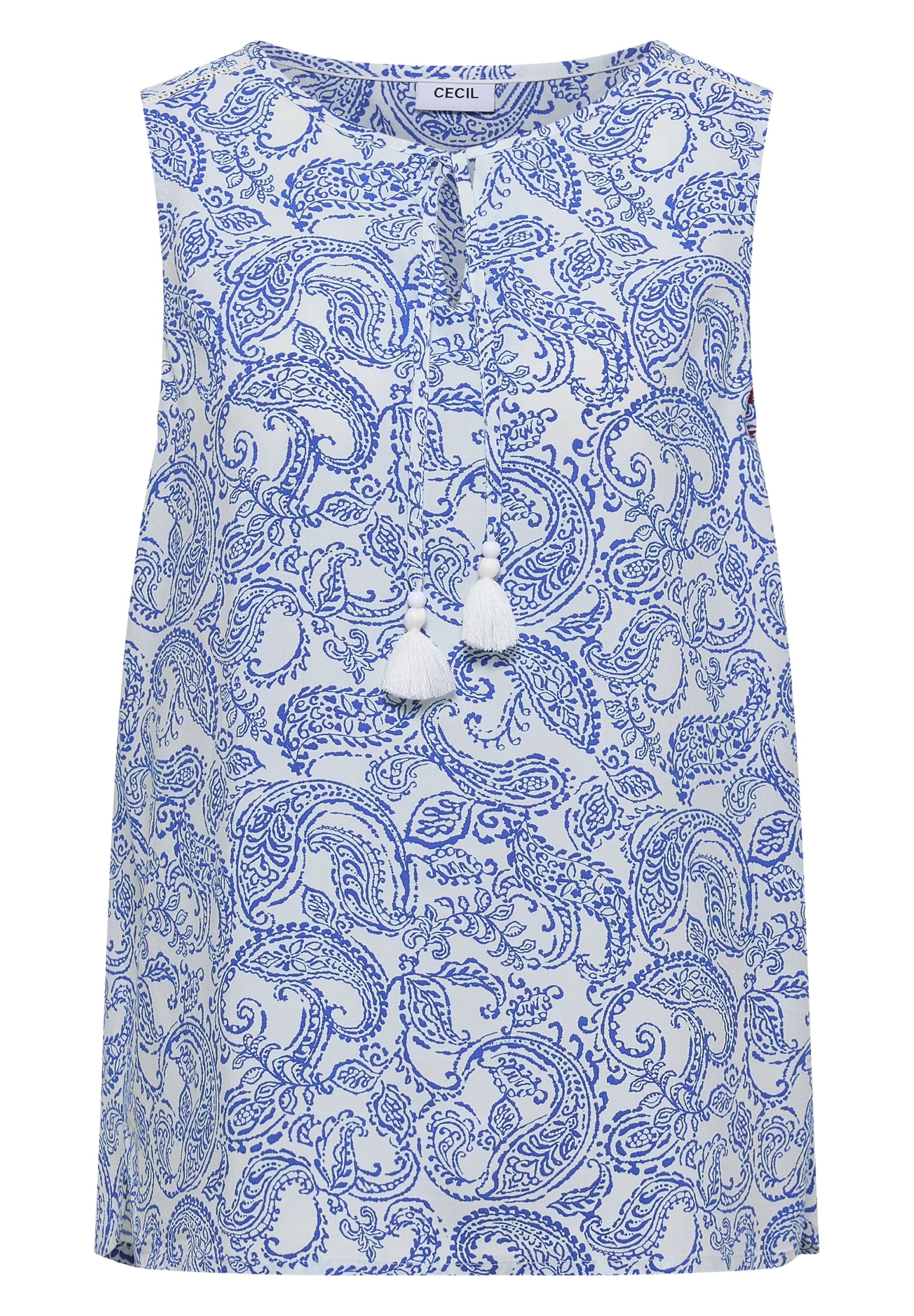 CECIL Blusentop mit Split Neck und Print in Weiß: Vorderseite