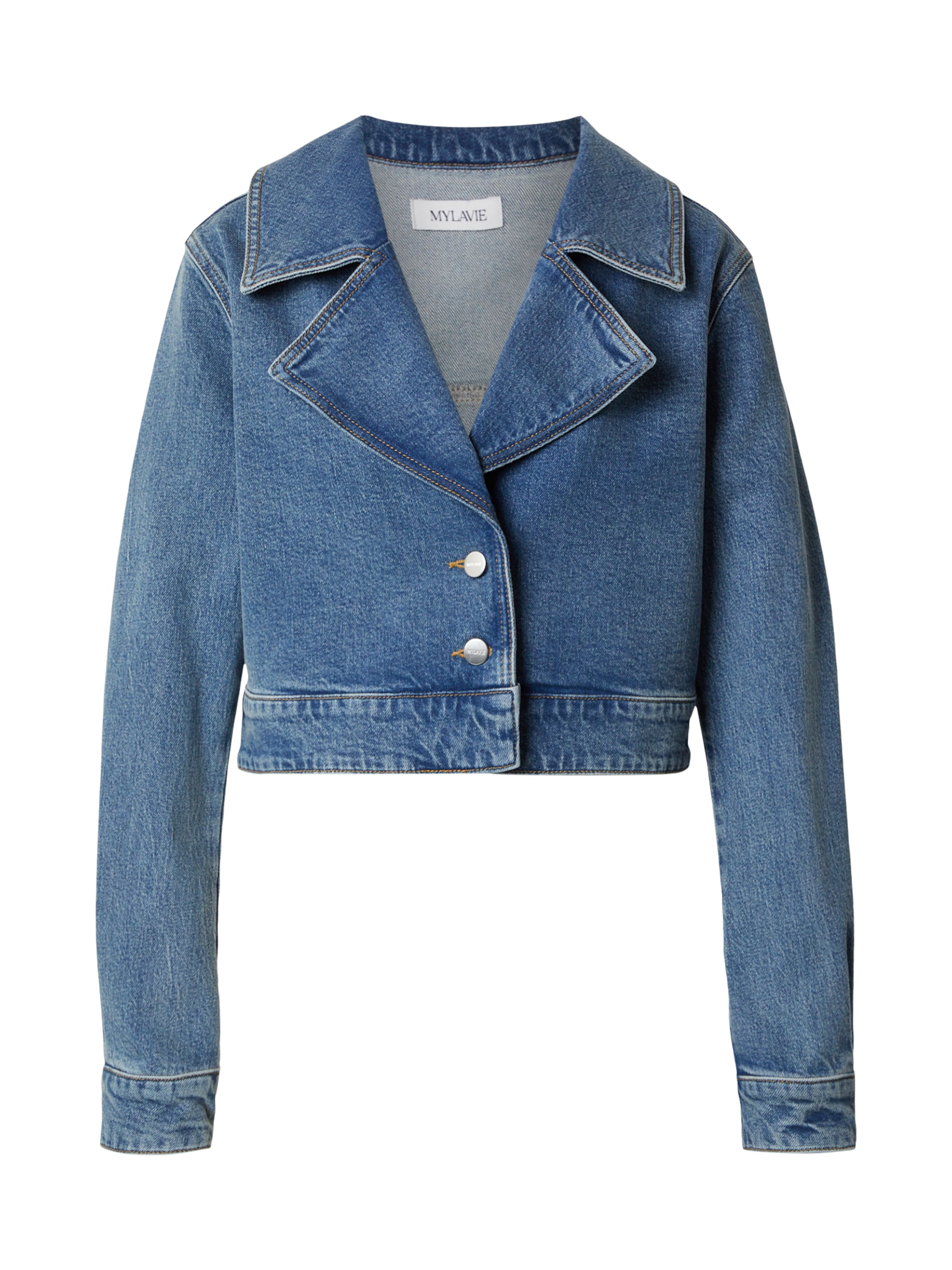 MYLAVIE by Sarah Harrison Veste mi-saison en bleu, Vue avec produit