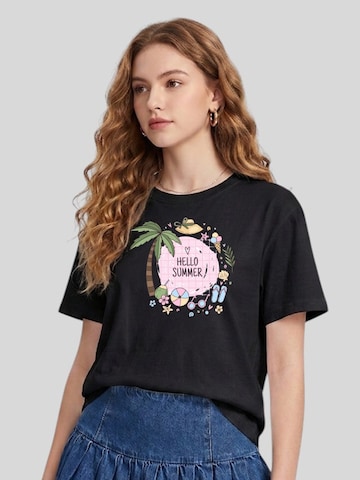 T-shirt 'Women Beach Element HELLO SUMMER Print T-Shirt' LapaPlus en noir : devant