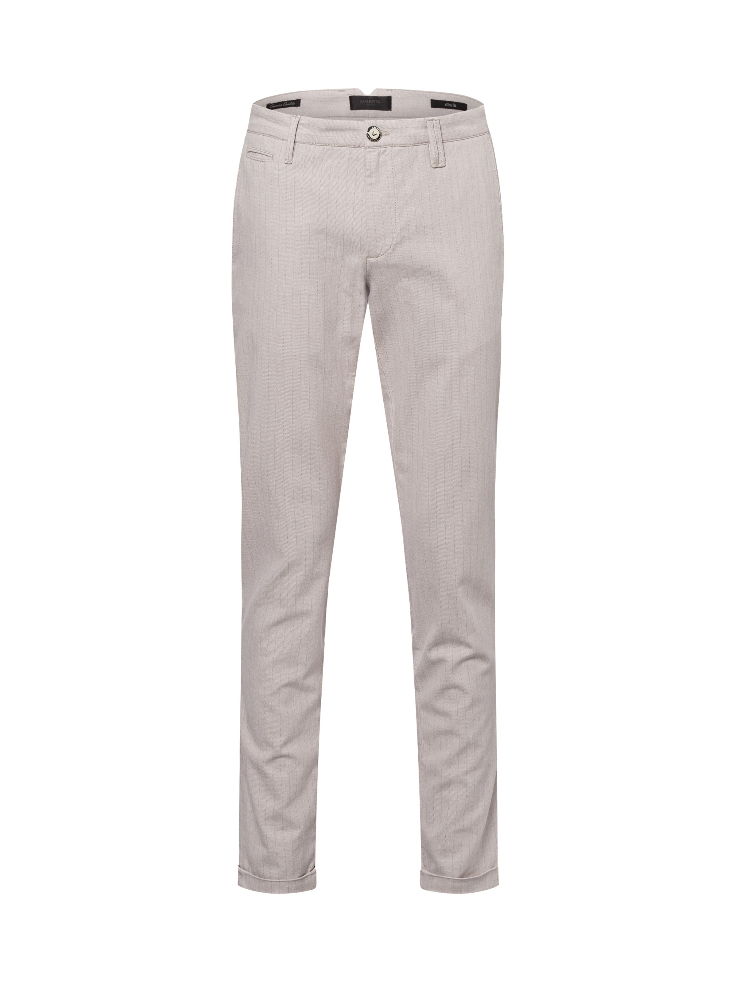 Alberto Regular Broek ' ROB Linen Stripe slim fit ' in Wit: voorkant