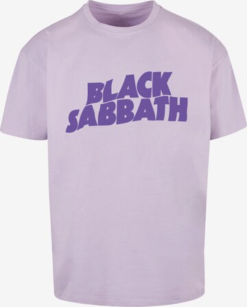 F4NT4STIC Shirt 'Black Sabbath Heavy Metal Band Wavy Logo Black' in Lila: voorkant