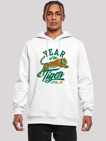 Sweat-shirt 'Stranger Things Hawkins Year of The Tiger 86 Netflix TV Series' F4NT4STIC en blanc : devant