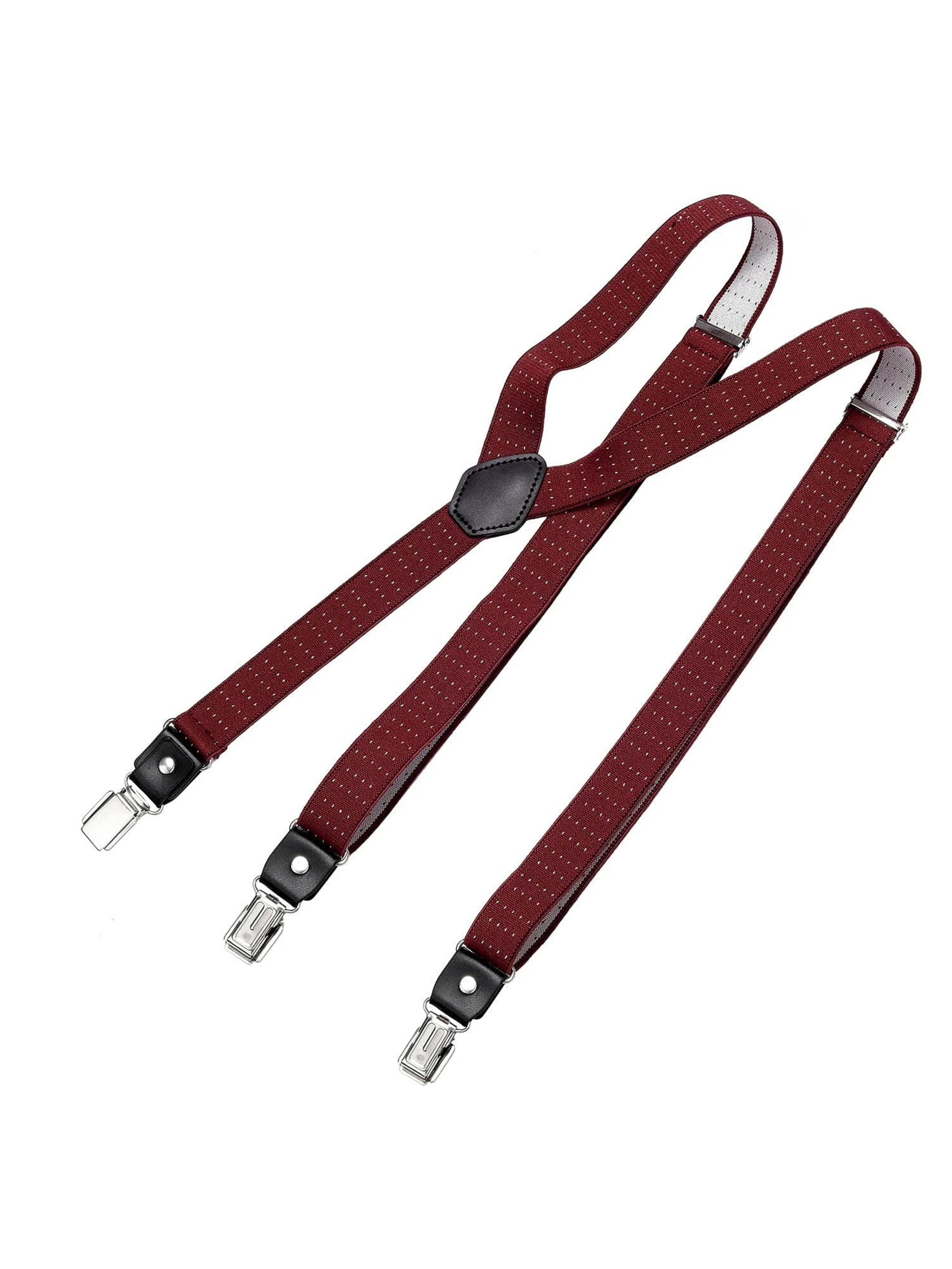DonDon Suspenders 'DonDon Hosenträger Herren schmal 2,5 cm gestreift blau rot Starke Clips für Anzug Jeans Chino' in Red: front