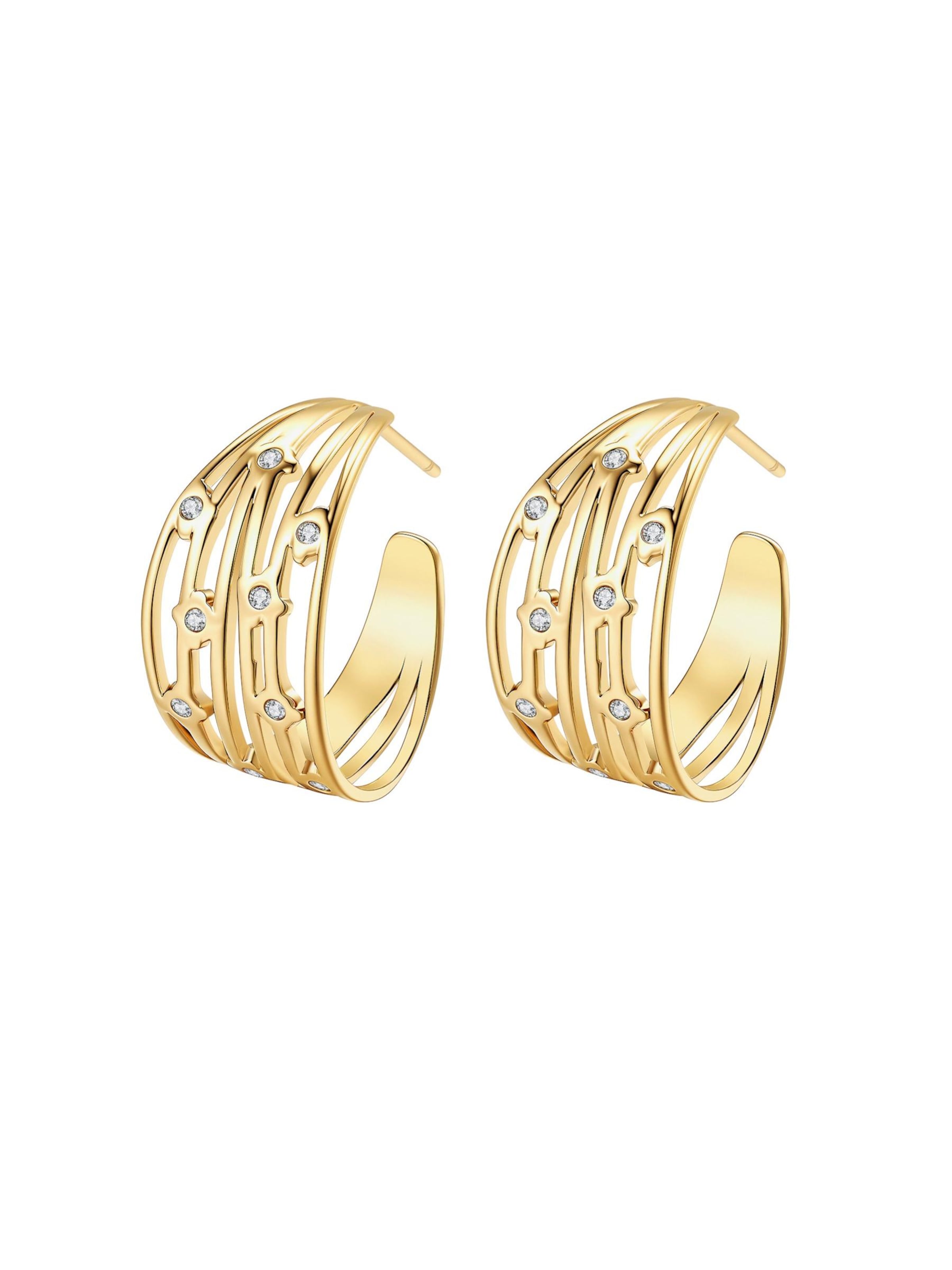 Hey Happiness Boucles d'oreilles 'Multi Band Crystal Hoop' en One Size en or, Vue avec produit