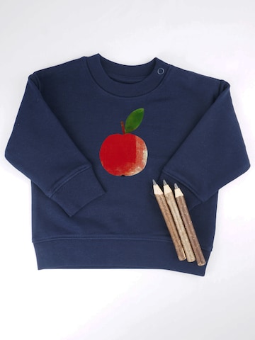 MelaDi Pullover 'Meladi Kinder Baby-Sweater aus Biobaumwolle - Apfel auf Navy Blue'‌‌‌‌‌ in Blau