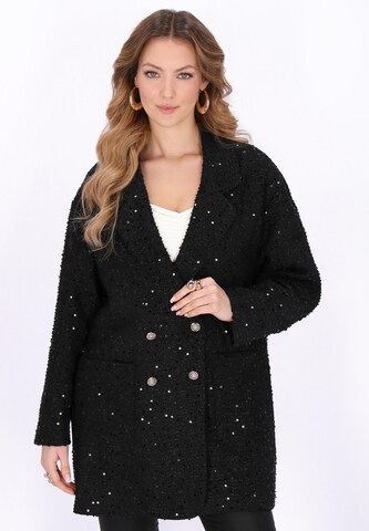 faina Between-seasons coat 'Festive' in Black: front