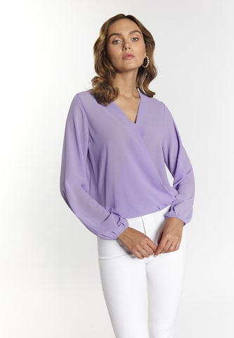 Camicia da donna di faina in lilla: frontale