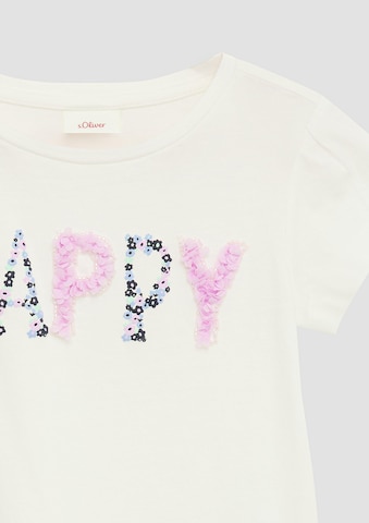 T-Shirt 'Artwork' s.Oliver en blanc