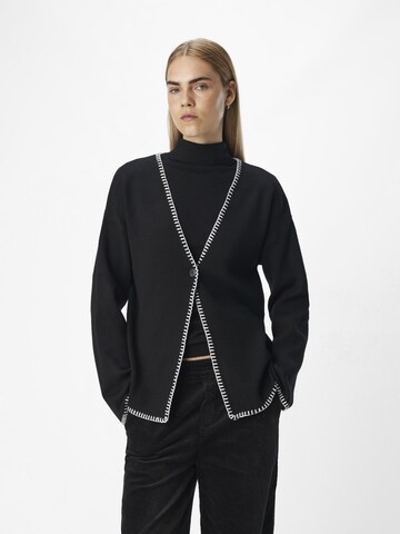 OBJECT Knit cardigan 'REYNARD' in Black: front