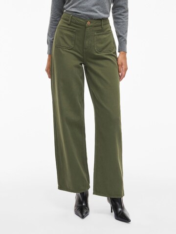 VILA Wide leg Jeans 'CAZO' in Groen: voorkant
