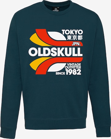 Oldskull Sweatshirt 'Retro Tokyopolis' in Groen: voorkant