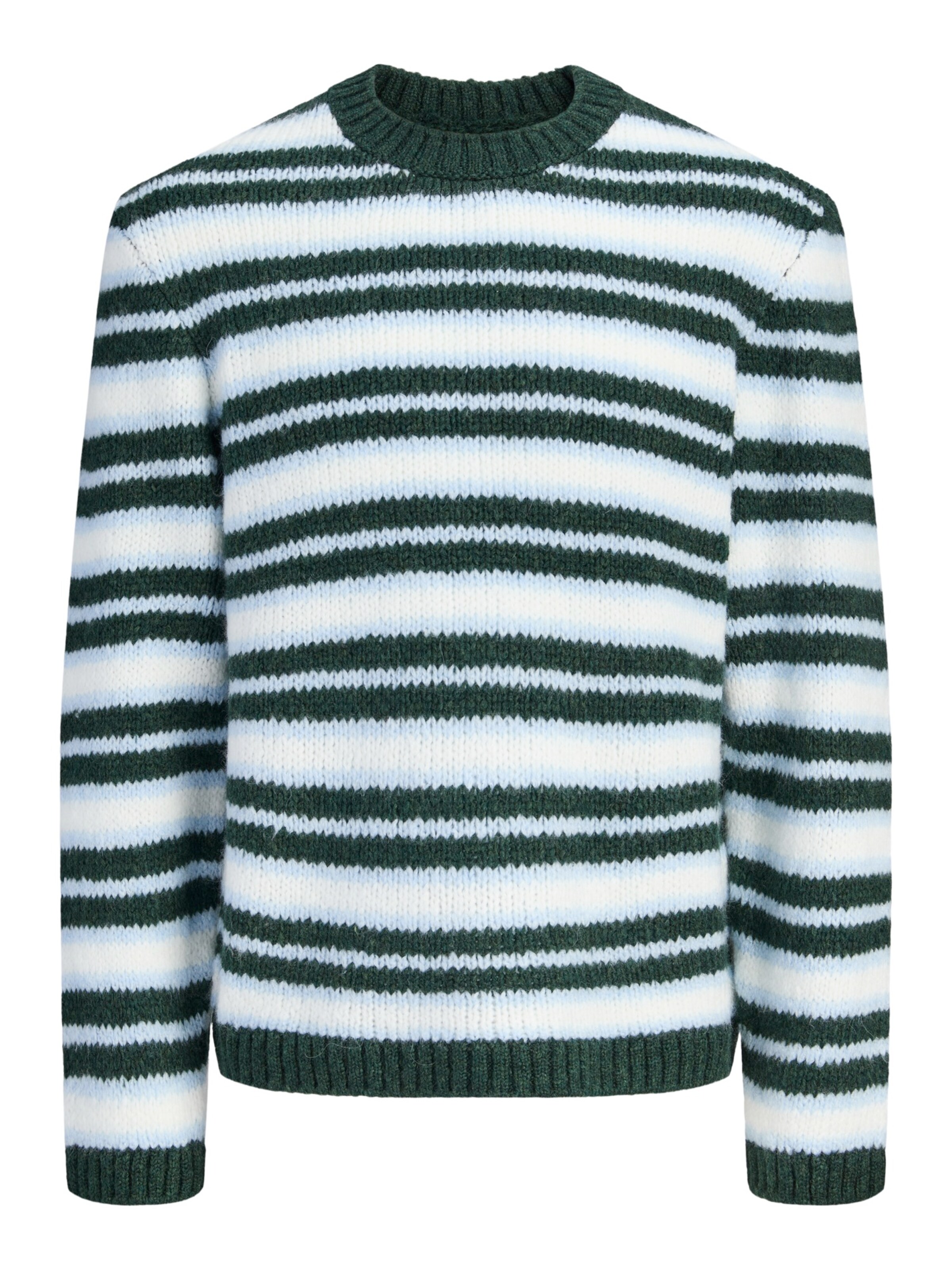 JACK & JONES Pull-over 'JORSALAMANCO' en S en bleu clair / vert foncé / blanc, Vue avec produit