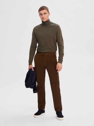 SELECTED HOMME Regular Pants 'Miles' in Brown