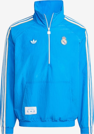 Sportinė striukė 'Real Madrid Terrace Icons Half-Zip' iš ADIDAS PERFORMANCE, spalva – azuro spalva / geltona / balta, Prekių apžvalga