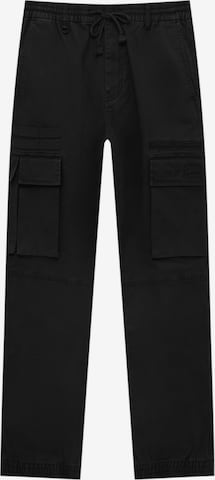 Effilé Pantalon cargo Pull&Bear en noir : devant