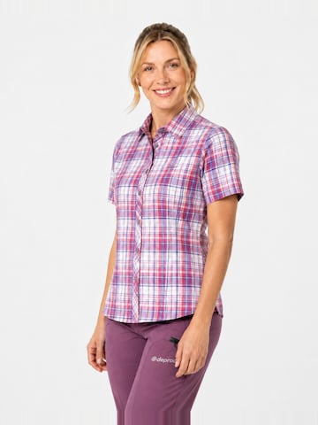 deproc Athletic button up shirt 'Outdoorbluse Copper Damen Kurzarmbluse kariert Funktionsbluse' in Pink
