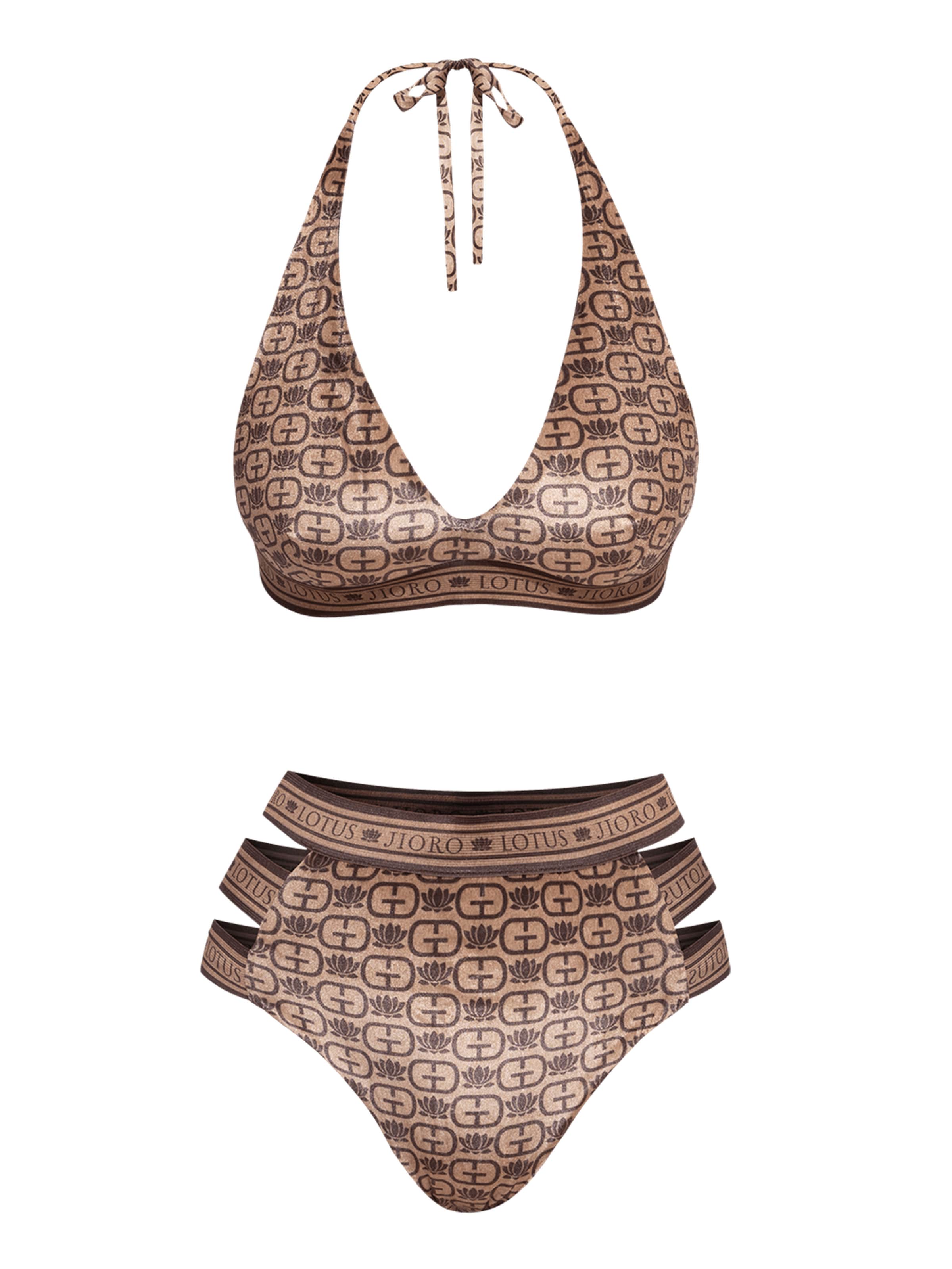 JIORO Bikinibroek 'MOCHA MOUSSE LOGO' in Bruin