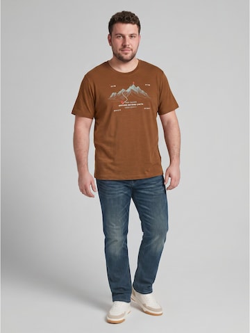 TOM TAILOR Men + Plus Size - T-Shirt mit Print in Braun