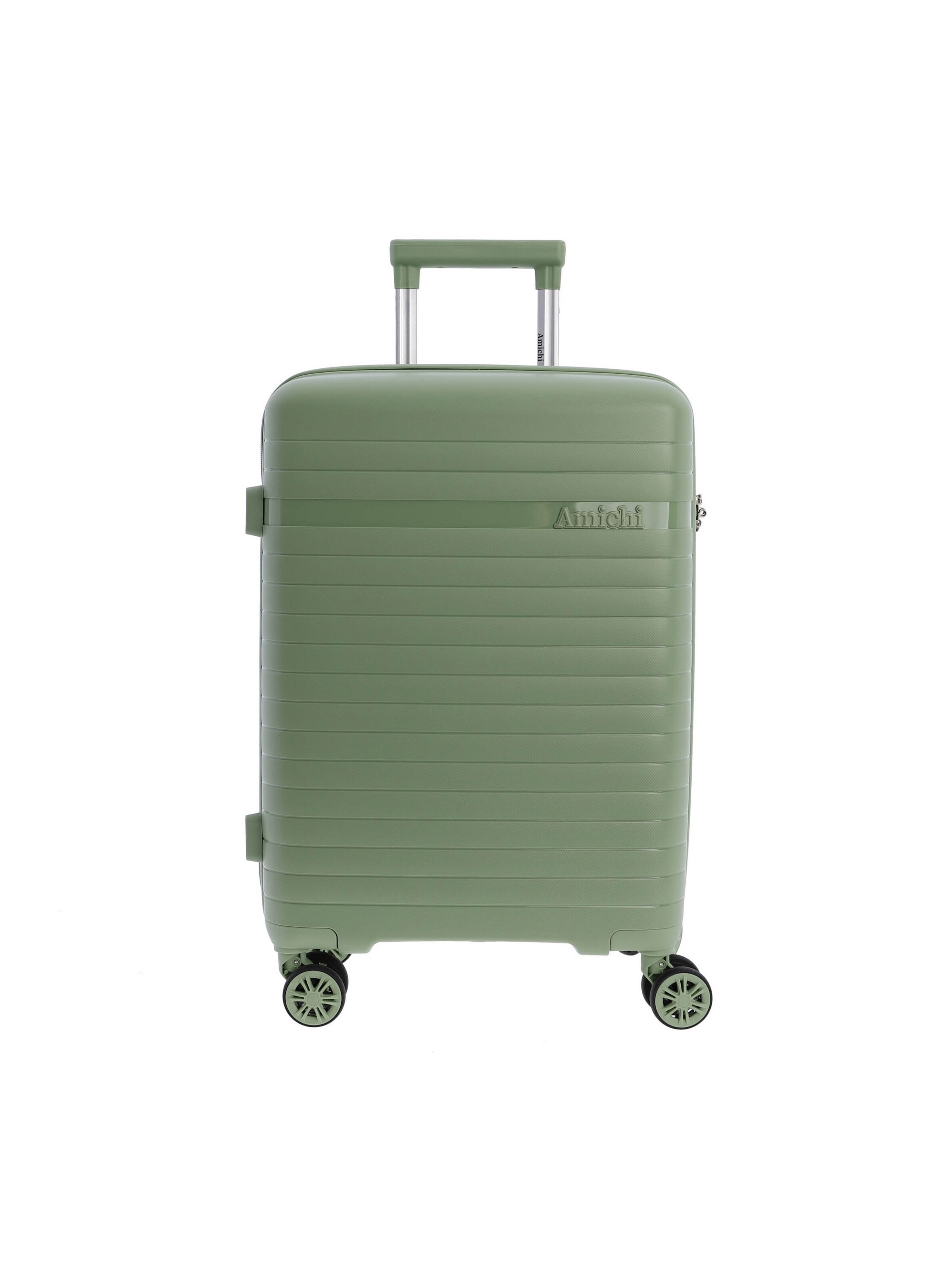 Amichi - Carrito 'AMICHI - Maleta Cabina 55x40x20- Maletas de Viaje - Maletas de Viaje Cabina Apta para Ryannair- Trolley Equipaje para Avion Resistente con 4 Ruedas de 360º y candado TSA' en verde