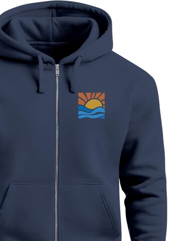 Neverless Zip-Up Hoodie 'Sun Wave Batch' in Blue