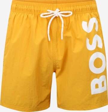 BOSS Badshorts 'Octopus' i gul: framsida