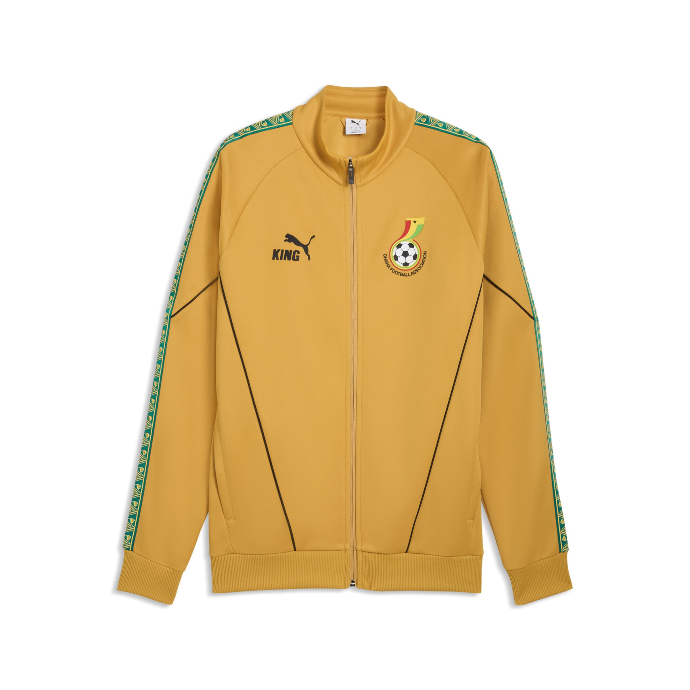 PUMA Trainingsjack 'Ghana King Anthem' in XXS in de kleur Honing / Grasgroen / Zwart, Productweergave