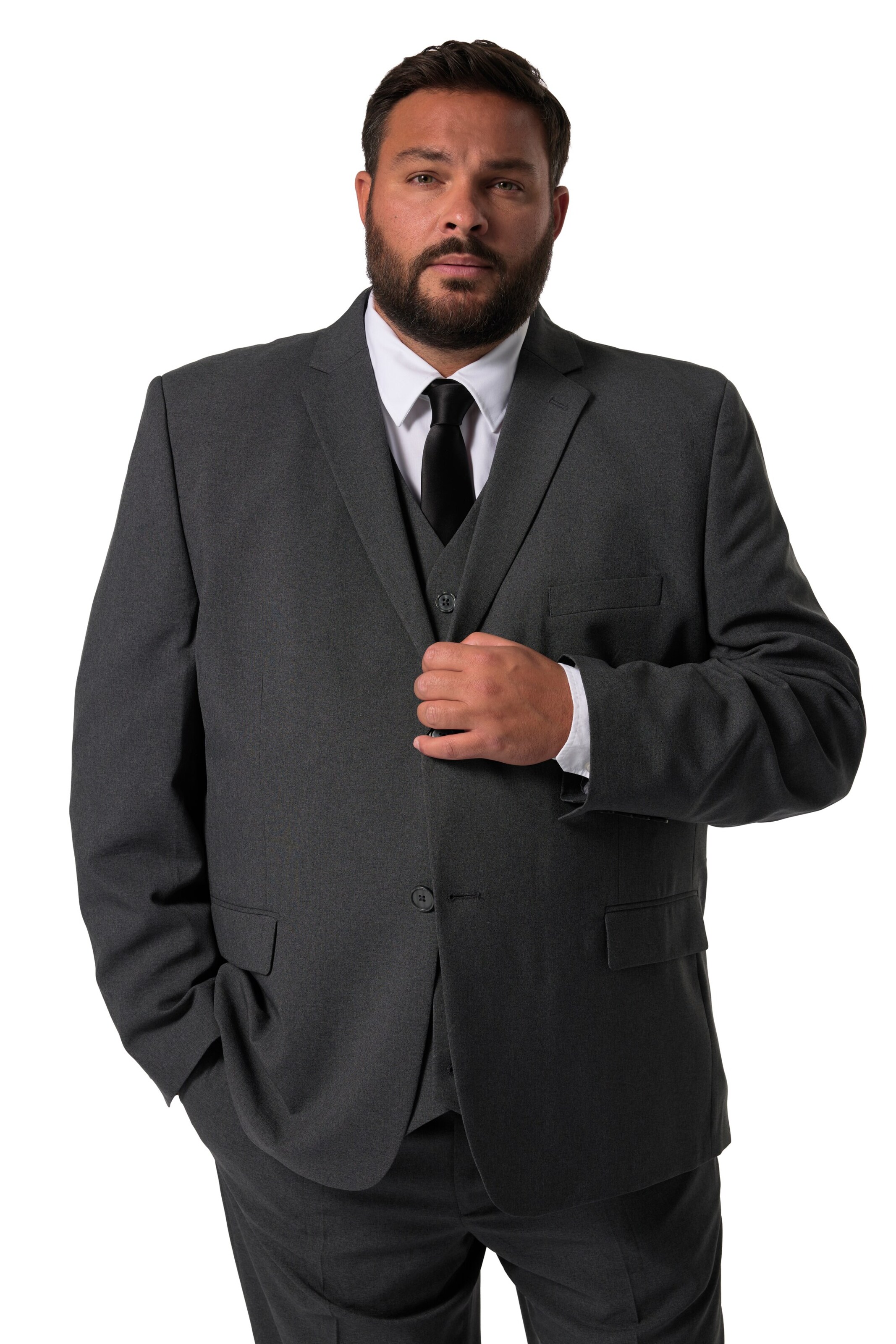 Men Plus Regular fit Colbert in Grijs: voorkant