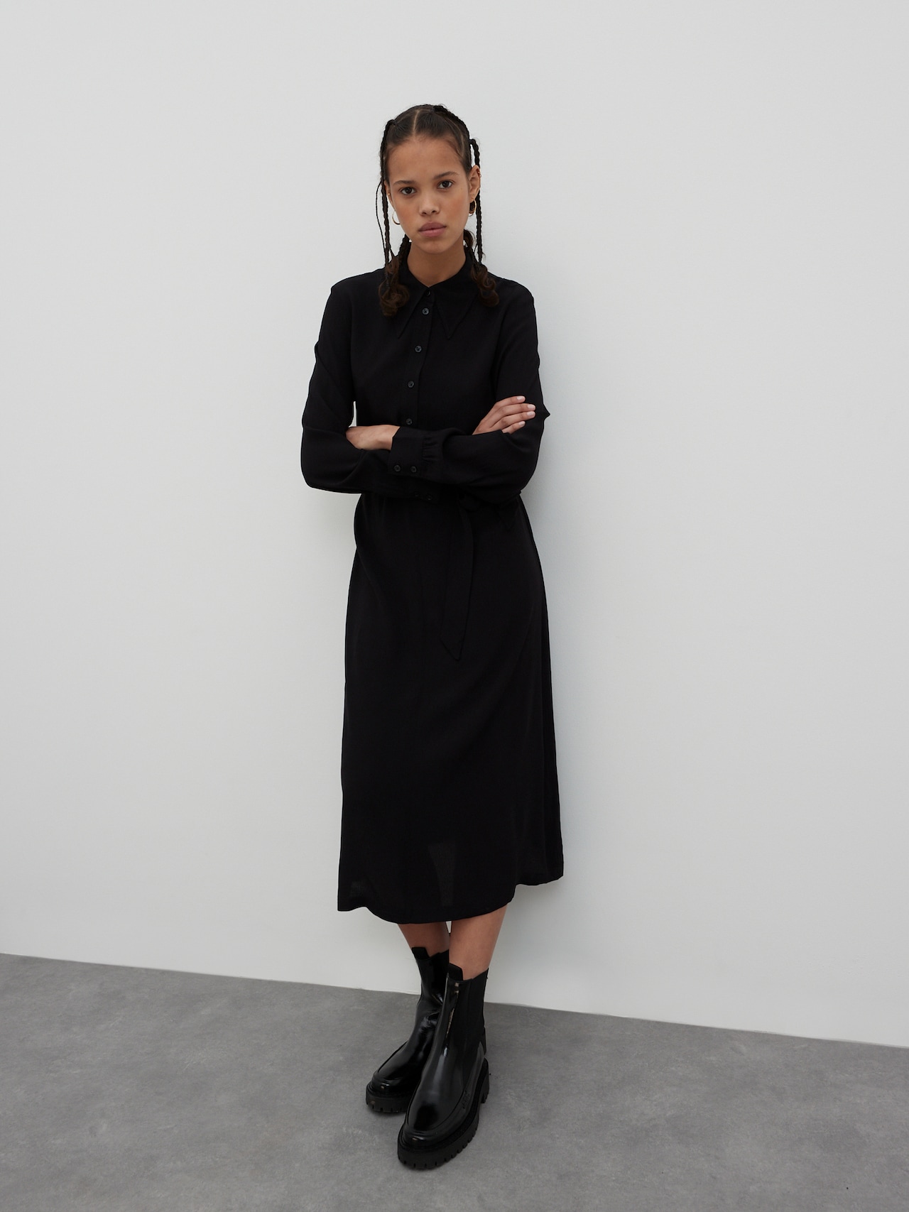 EDITED Vestido camisero 'Derya' negro