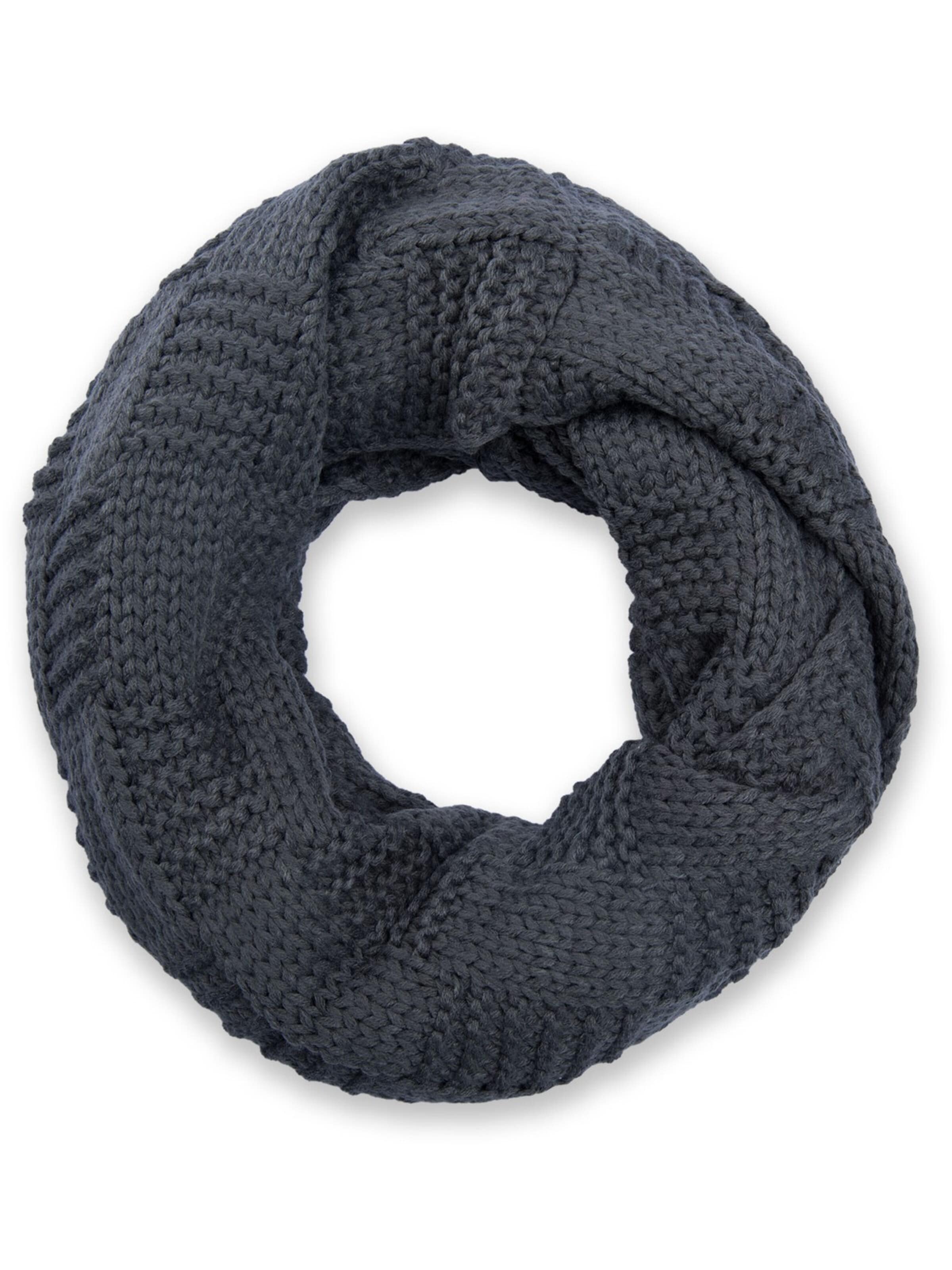 styleBREAKER Schlauchschal 'Feinstrick Loop mit Patentmuster'‌ in Grau: Vorderseite