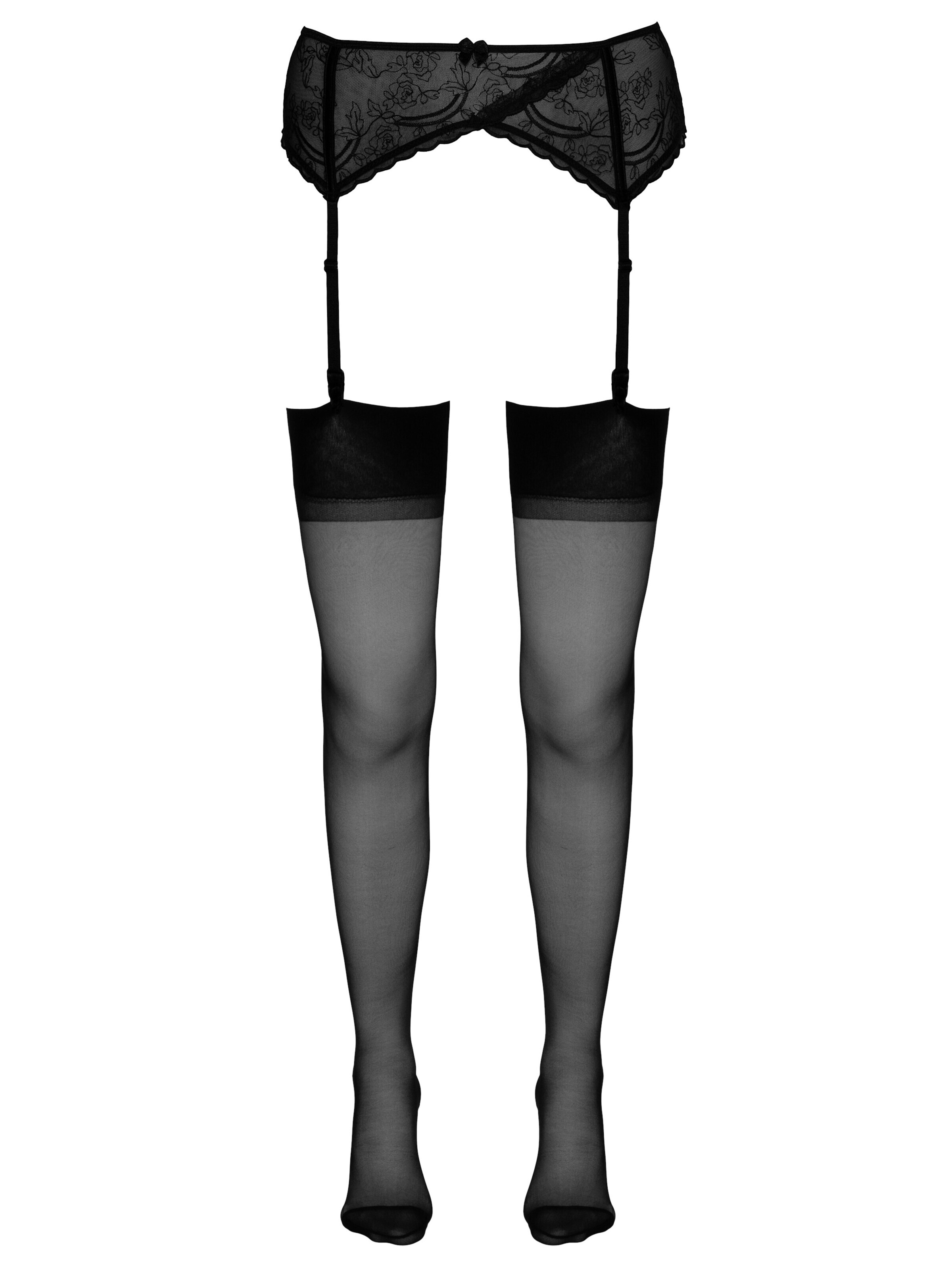 Cottelli Legware Strümpfe mit Halterung 'Straps'‌‌‌‌‌‌‌ in Schwarz: Vorderseite