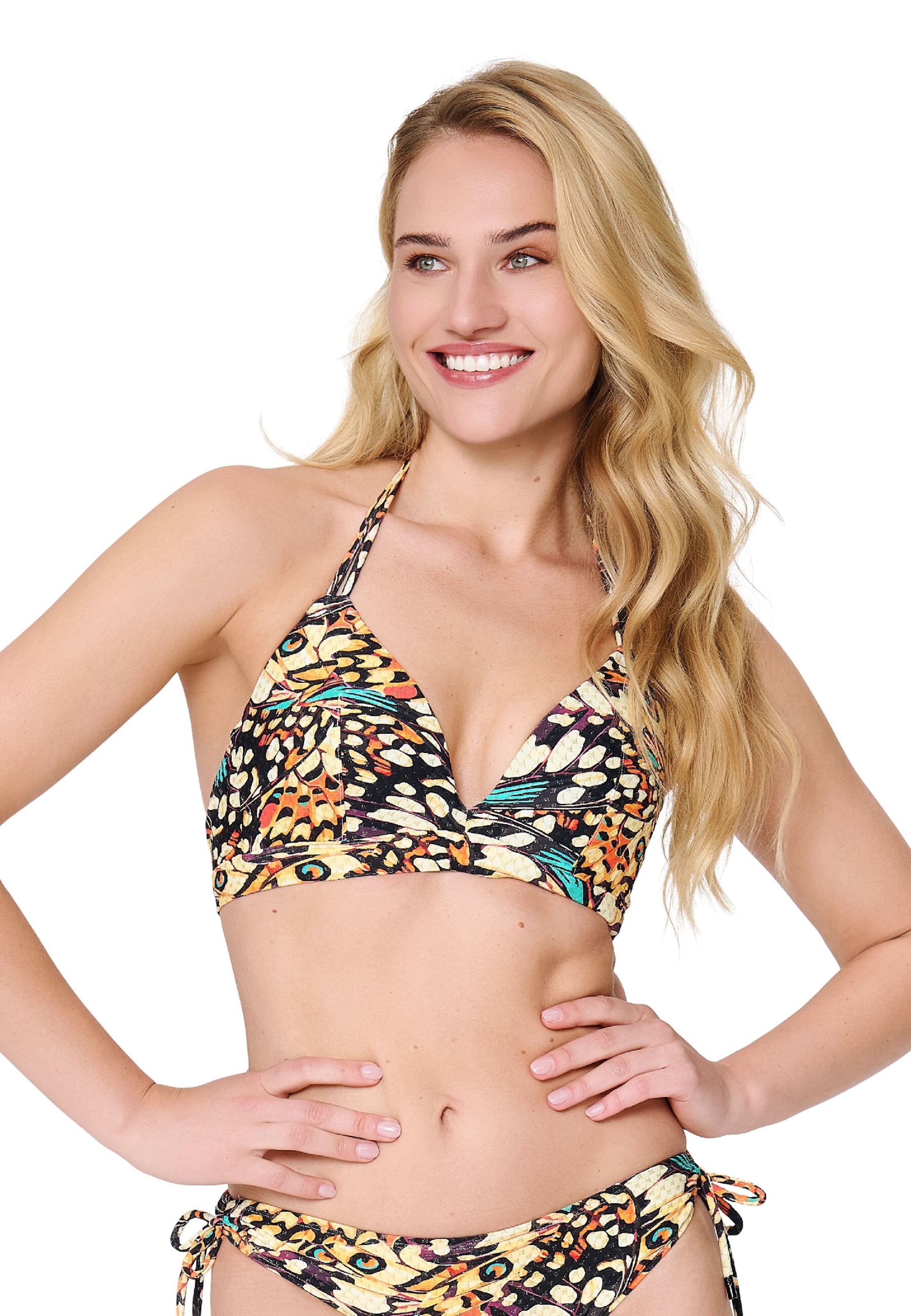 LingaDore Triangle Bikini Top in Mixed colors: front