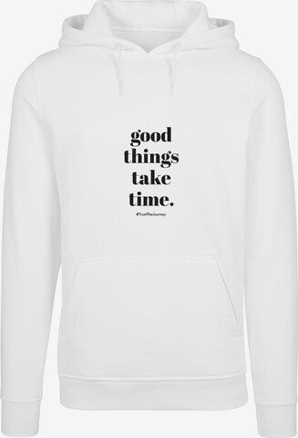 Merchcode Sweatshirt 'Good Things Take Time' in Wit: voorkant