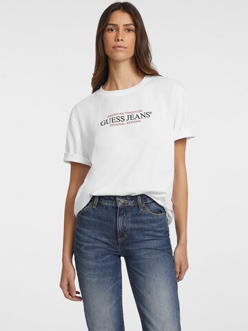 T-shirt GUESS JEANS en blanc : devant