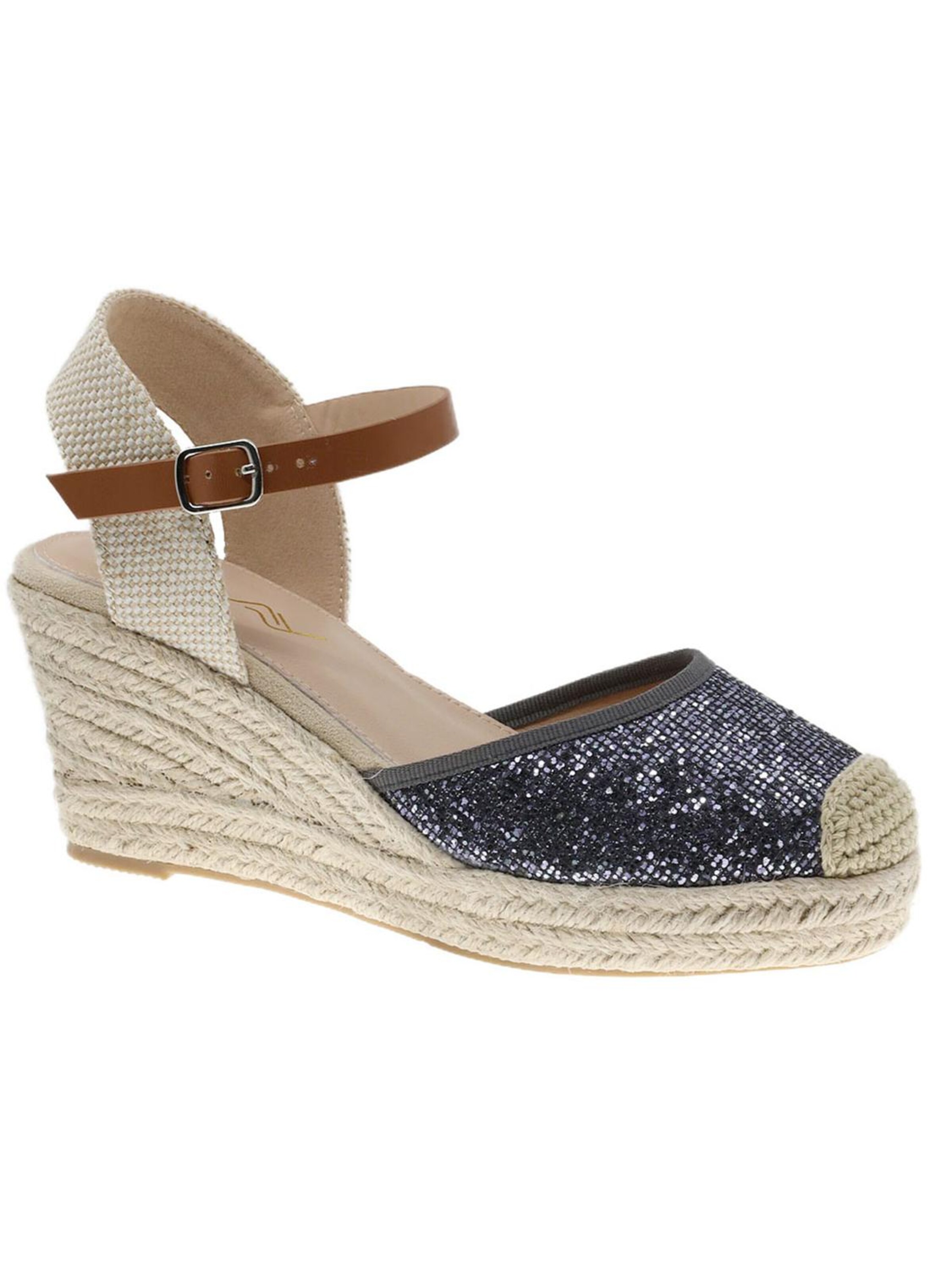 Beppi Sandale 'Casual Wedge Sandal' in Grau: Vorderseite