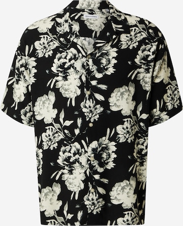 JACK & JONES Comfort fit Button Up Shirt 'JJJEFF' in Black: front